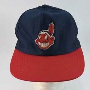 Vintage Cleveland Indians Hat Cap Snap Back Universal Industries Wahoo Mesh